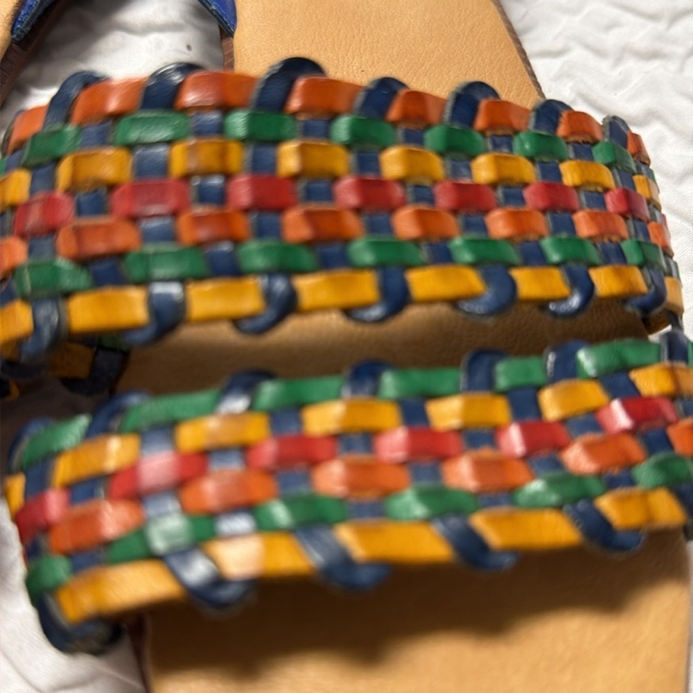 Vintage Nicole Multicolor Woven Leather Sandals…. Shawn ..Made In Brazil NWOT - Picture 3 of 9